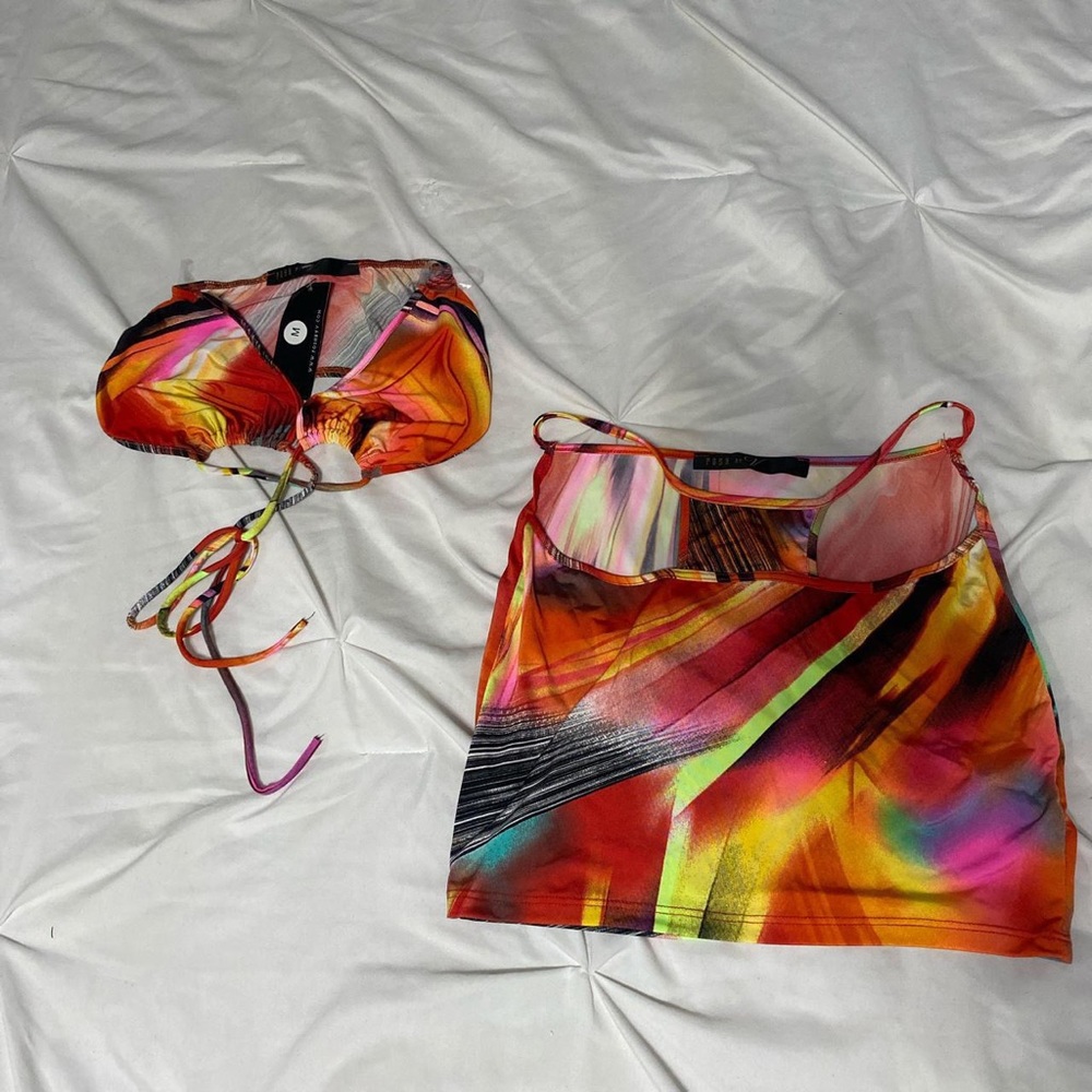 Snob bikini skirt set in multi color